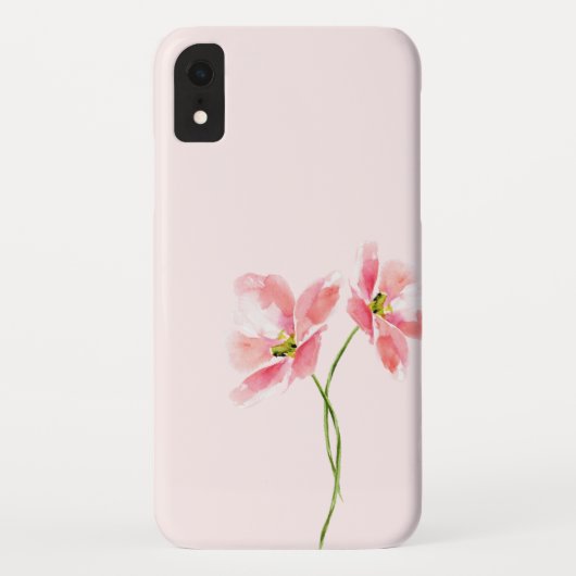 エレガント赤面ピンクのポピーフローラ水色の花 Case-Mate iPhoneケース (裏面)