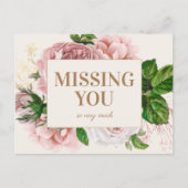 エレガント赤面ピンクのヴィンテージフローラ恋しく思ズ・ユー ポストカード (正面)