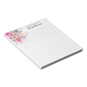 エレガント赤面ピンクの水彩花パーソナライズされた類 ノートパッド (アングル)