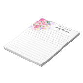 エレガント赤面ピンクの水彩花パーソナライズされた類 ノートパッド (回転)