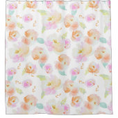 エレガント赤面ピンクの水色フローラ シャワーカーテン (正面)