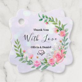 エレガント赤面ピンクの花ありがとうござ結婚う フェイバータグ