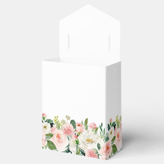 エレガント赤面ピンクの花の緑のブライダルシャワー フェイバーボックス (オープン)
