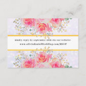 エレガント赤面ピンクの花ウォーター結婚カラー エンクロージャーカード (正面)