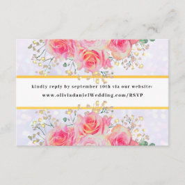 エレガント赤面ピンクの花ウォーター結婚カラー エンクロージャーカード