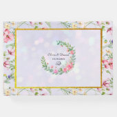 エレガント赤面ピンクの花ウォーター結婚カラー ゲストブック (裏面)