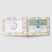 エレガント赤面ピンクの花ウォーター結婚カラー ゲストブック (全面)