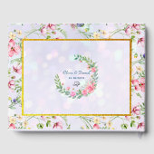 エレガント赤面ピンクの花ウォーター結婚カラー ゲストブック (裏面)