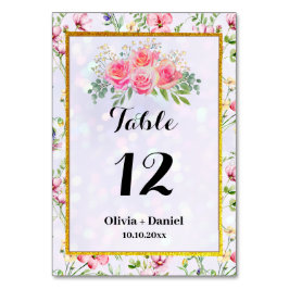 エレガント赤面ピンクの花ウォーター結婚カラー テーブルナンバー