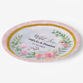 エレガント赤面ピンクの花ウォーター結婚カラー ペーパープレート (アングル)