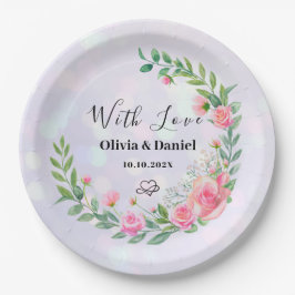 エレガント赤面ピンクの花ウォーター結婚カラー ペーパープレート