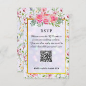 エレガント赤面ピンクの花ウォーター結婚カラー 出欠カード (正面/裏面)