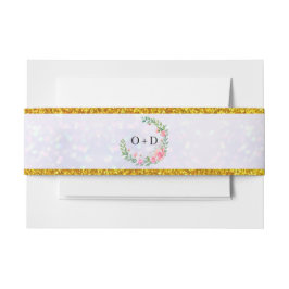 エレガント赤面ピンクの花ウォーター結婚カラー 招待状ベリーバンド