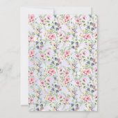 エレガント赤面ピンクの花ウォーター結婚カラー 招待状 (裏面)