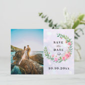 エレガント赤面ピンクの花ウォーター結婚カラー 招待状 (スタンド正面)