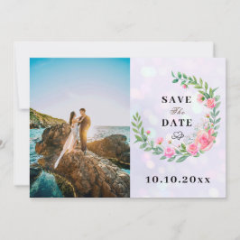 エレガント赤面ピンクの花ウォーター結婚カラー 招待状