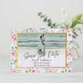 エレガント赤面ピンクの花ウォーター結婚カラー 招待状 (スタンド正面)