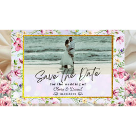 エレガント赤面ピンクの花ウォーター結婚カラー 招待状