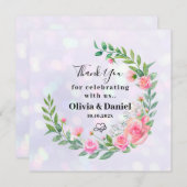 エレガント赤面ピンクの花サンキューカード サンキューカード (正面/裏面)