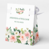 エレガント赤面ピンクの花バラ緑結婚色 フェイバーボックス (裏面サイド)