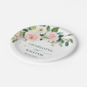エレガント赤面ピンクの花フローラボホ結婚の ペーパープレート (アングル)