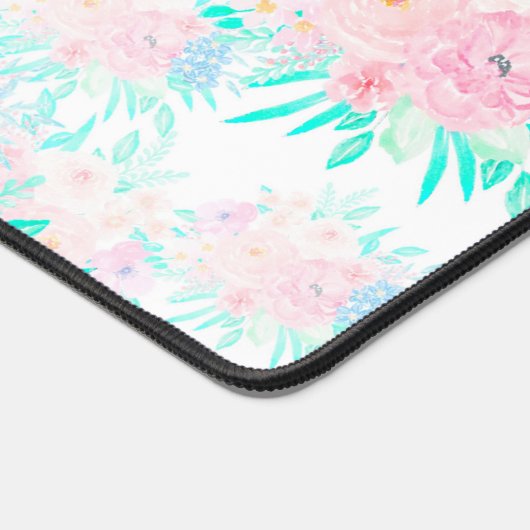 エレガント赤面ピンクの花フローラ デスクマット (コーナー)