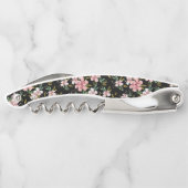 エレガント赤面ピンクの花ブラックパーティーワイン ソムリエナイフ (裏面)