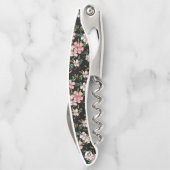 エレガント赤面ピンクの花ブラックパーティーワイン ソムリエナイフ (裏面)