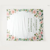 エレガント赤面ピンクの花ボホ結婚の背景 タペストリー (正面(横))