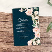 エレガント赤面ピンクの花結婚の詳細 エンクロージャーカード