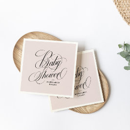 エレガント赤面ピンクの赤パーソナライズされたちゃんシャワー スタンダードカクテルナプキン