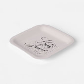 エレガント赤面ピンクの赤パーソナライズされたちゃんシャワー ペーパープレート (傾斜あり)