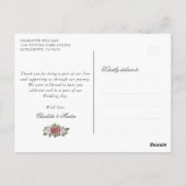 エレガント赤面ピンクの金ゴールドフローラ結婚の感謝 ポストカード (裏面)