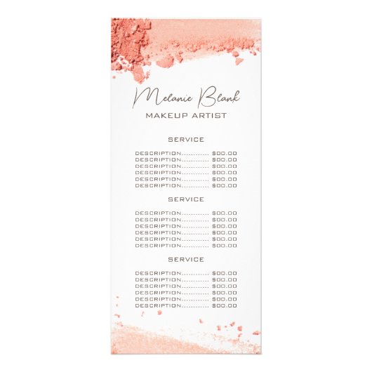 エレガント赤面ピンクアイシャドメイクアップ価格表 ラックカード (正面)