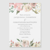 エレガント赤面ピンクアイボリーフローラ庭園の結婚式 マグネット招待状 (正面)