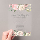 エレガント赤面ピンクアイボリーフローラ春の結婚式 アクリル招待状 (インサイチュ (ポータブル))