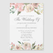 エレガント赤面ピンクアイボリーフローラ春の結婚式 マグネット招待状 (正面)