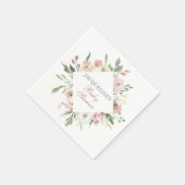 エレガント赤面ピンクアイボリーフローラ春ベビーシャワー スタンダードカクテルナプキン (角)