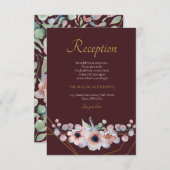 エレガント赤面ピンクアネモネフローラ幾何学模様 エンクロージャーカード (正面/裏面)