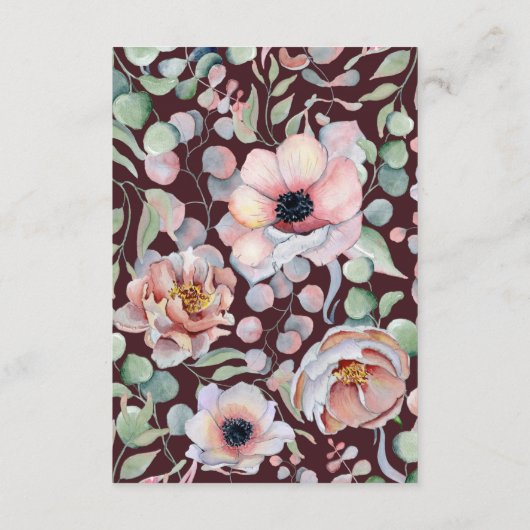 エレガント赤面ピンクアネモネフローラ幾何学模様 エンクロージャーカード (裏面)