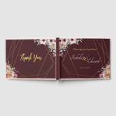 エレガント赤面ピンクアネモネフローラ幾何学模様 ゲストブック (全面)