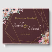 エレガント赤面ピンクアネモネフローラ幾何学模様 ゲストブック (正面)