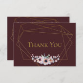 エレガント赤面ピンクアネモネフローラ幾何学模様 サンキューカード (正面/裏面)