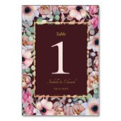 エレガント赤面ピンクアネモネフローラ幾何学模様 テーブルナンバー (正面)