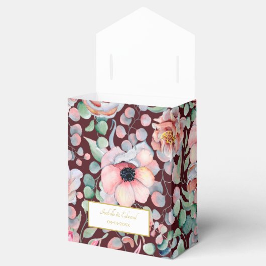 エレガント赤面ピンクアネモネフローラ幾何学模様 フェイバーボックス (オープン)