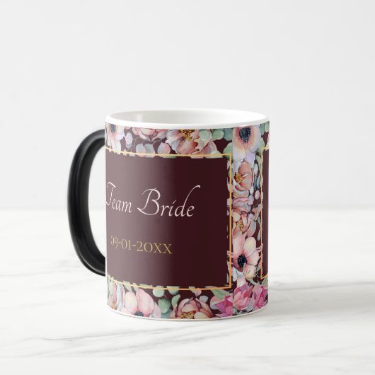 エレガント赤面ピンクアネモネフローラ幾何学模様 モーフィングマグカップ (正面左)