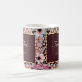 エレガント赤面ピンクアネモネフローラ幾何学模様 モーフィングマグカップ (中央)