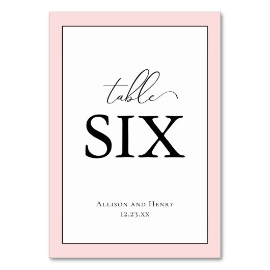 エレガント赤面ピンクウェディングレセプションテーブル番号 テーブルナンバー (正面)