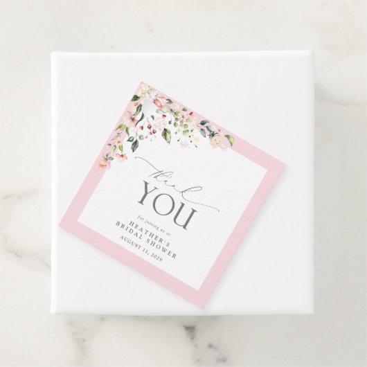 エレガント赤面ピンクウォーターカラーフローラブライダルシャワー フェイバータグ (インサイチュ)