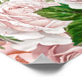 エレガント赤面ピンクウォーターカラーフローラブライダルシャワー ポスター (角)